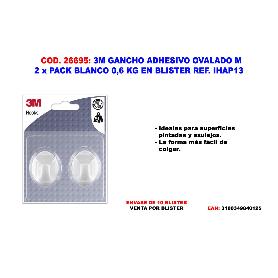 3m gancho adhesivo ovalado m 2 pack blanco 0 6 kg ihap13